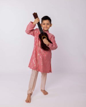 Pink Chanderi Embroidered kurta set