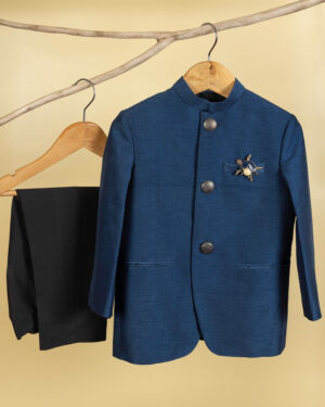 Blue Silk Prince Coat With Paint