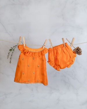 Orange Gota Frock With Bloomers