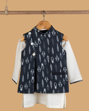 Black And White Printed Jacket Set