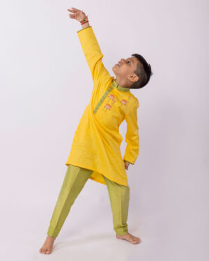Yellow Lotus Embroidered Kurta Set