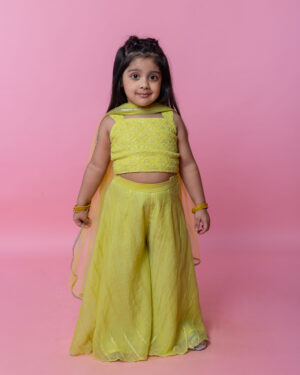 Lime Chikenkari Palazzo Set