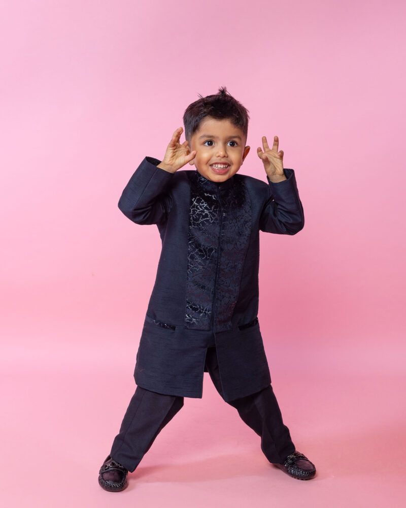 Navy Blue Bandhgala Set
