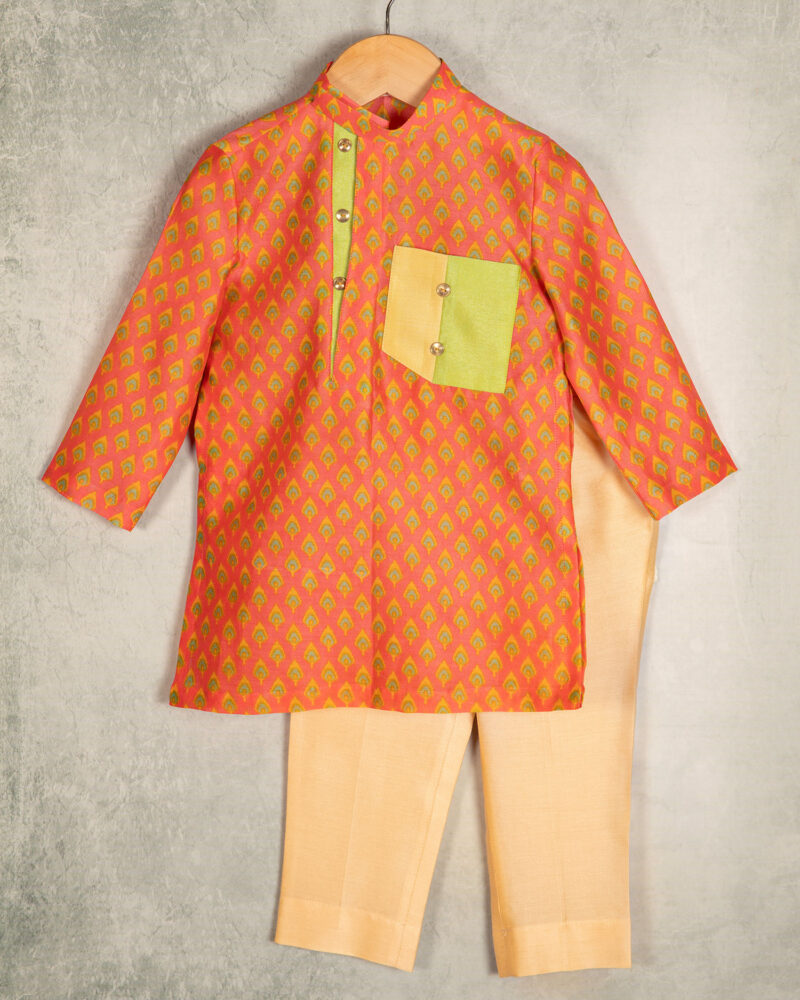 Pink Mor Pankh Print Kurta With Pants