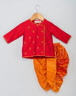 Red Chiken Booti Angarkha Set
