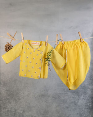 Yellow Moti Angarkha With Dhoti