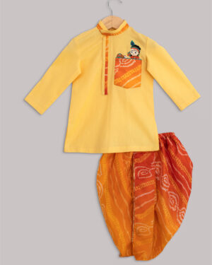 Yellow Krishna Kurta Dhoti Set