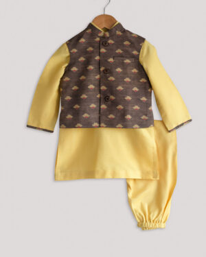 Brown Printed Jacket Set
