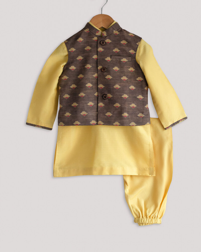 Brown Printed Jacket Set