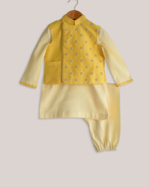 Yellow Moti Booti Jacket Set
