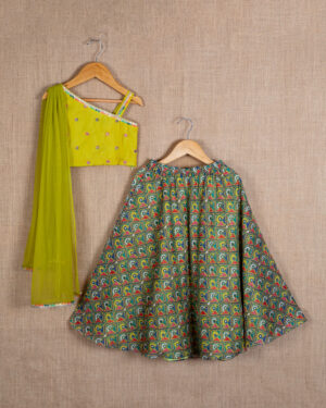 Green Mirror Lehenga Set