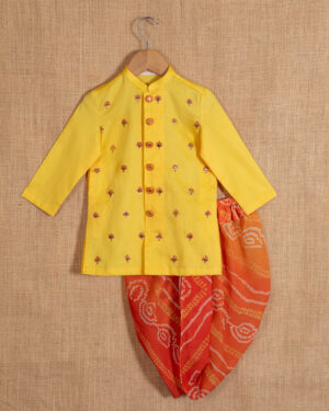 Yellow Bootis Kurta Dhoti Set