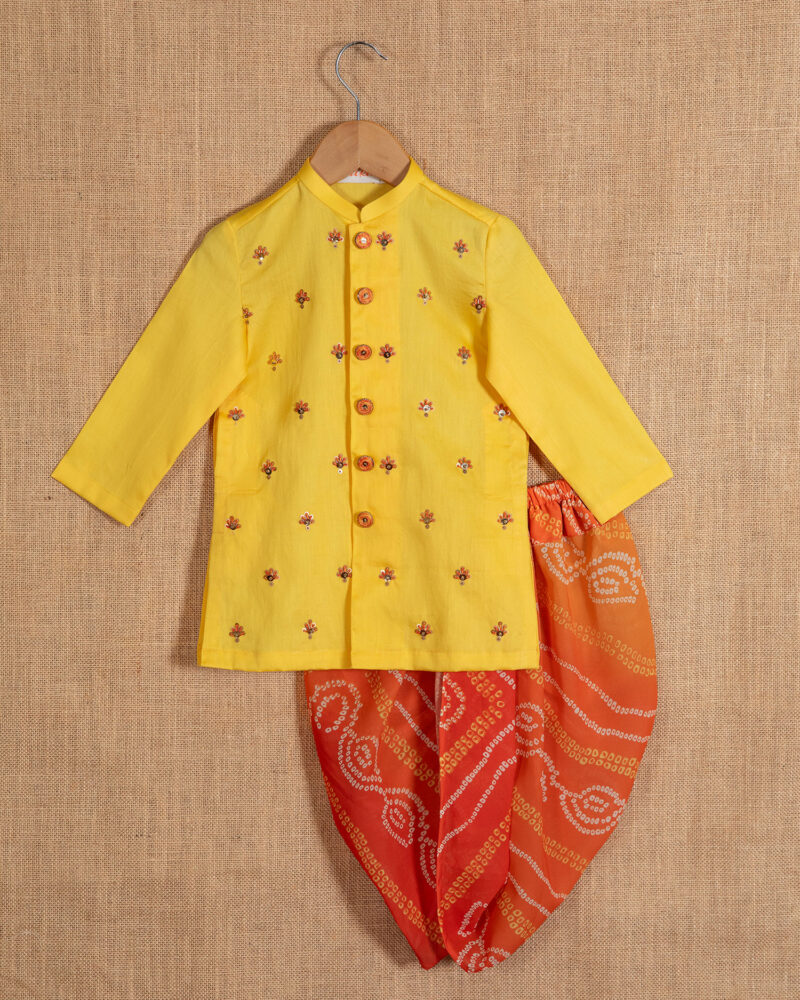 Yellow Bootis Kurta Dhoti Set