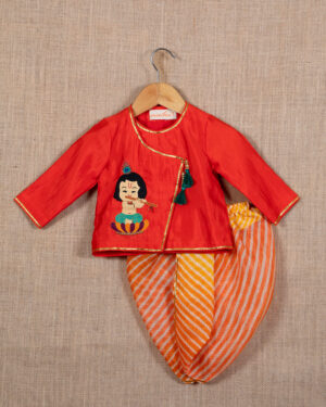 Red Krishna Angarkha Set