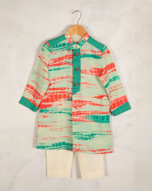 Green Tie & Dye Kurta Set