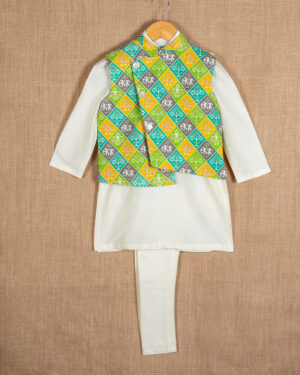 Green Patola Jacket Set