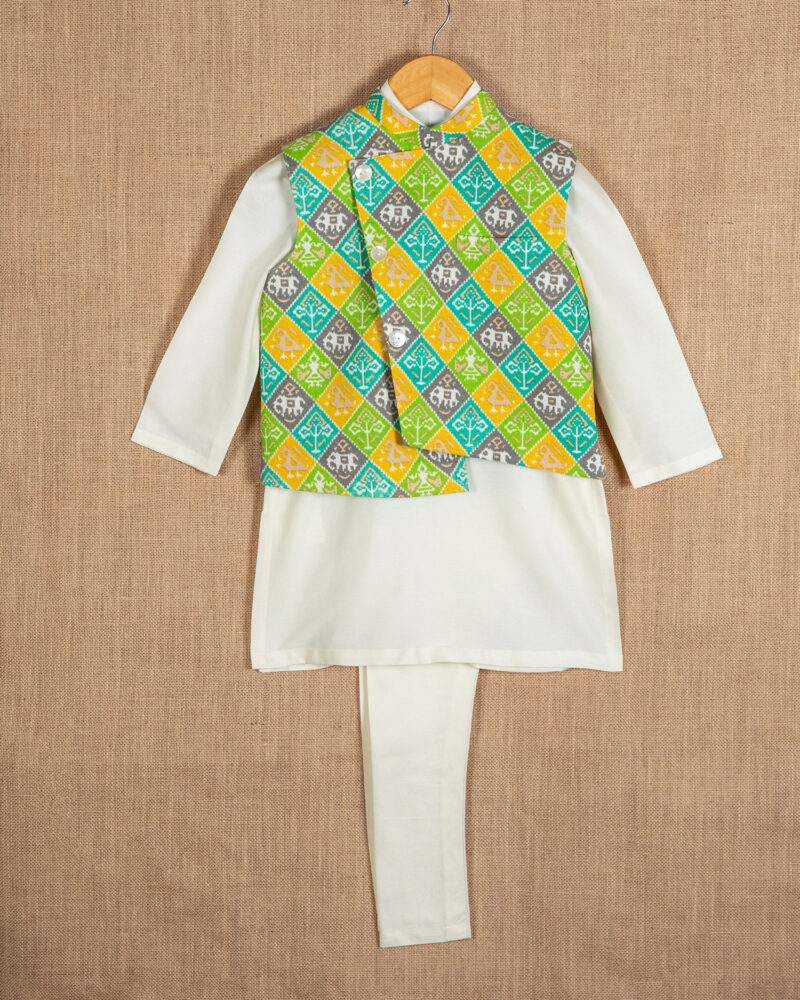 Green Patola Jacket Set