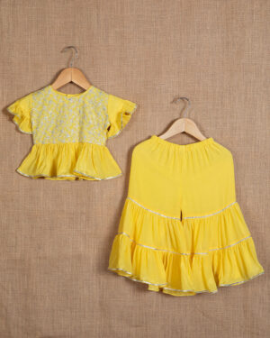 Yellow Embroidered Sharara Set