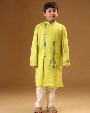 Lime Green Guitar Kurta With Pants